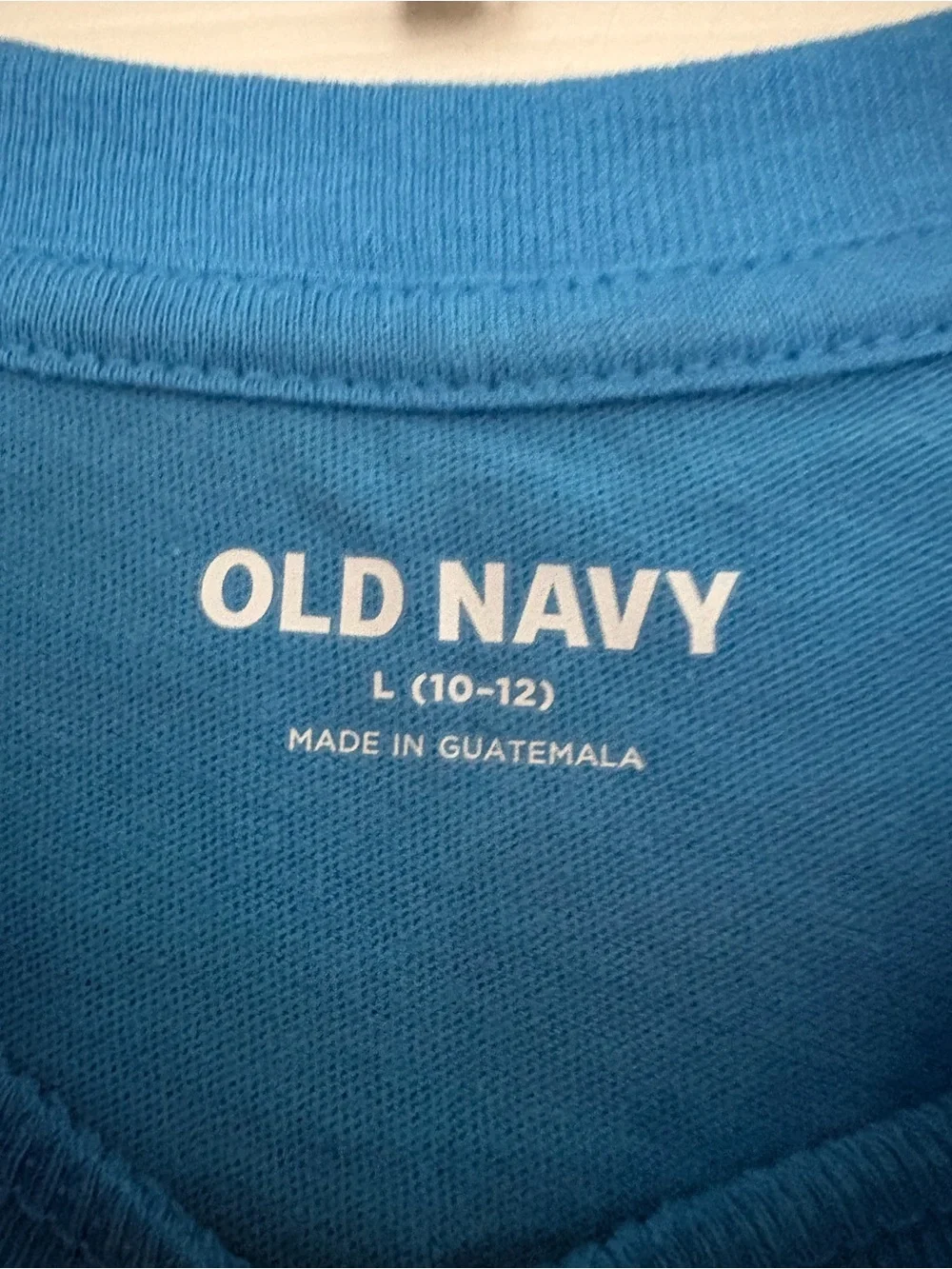 Old Navy Bright Blue Short Sleeve Tee with Small Red Planet Patch